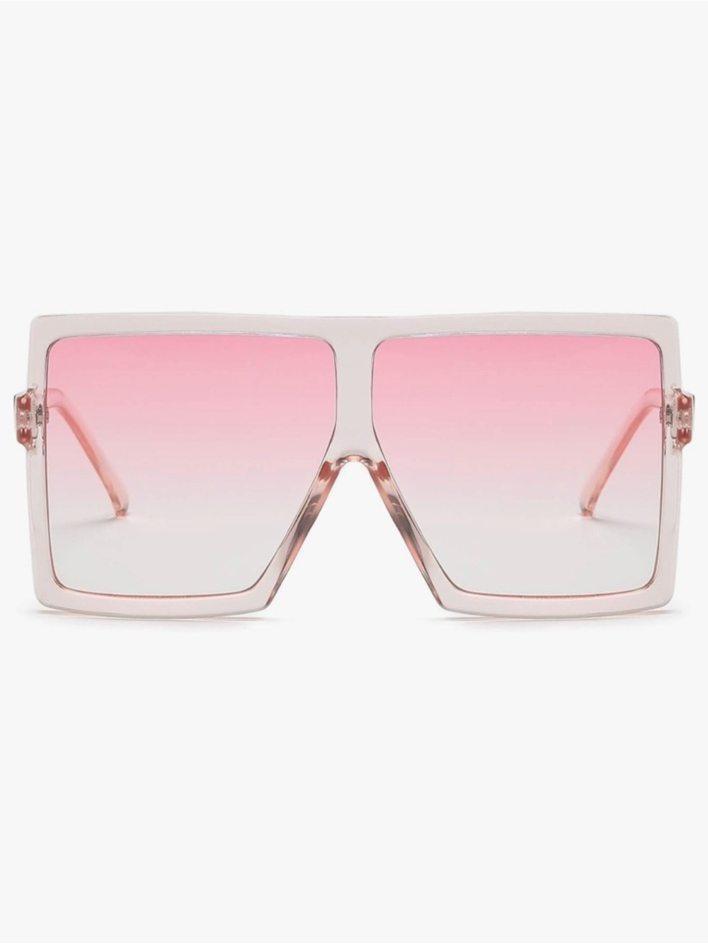 Clear Pink Square Oversized Sunglasses Flat Top Fashion Shades UV400